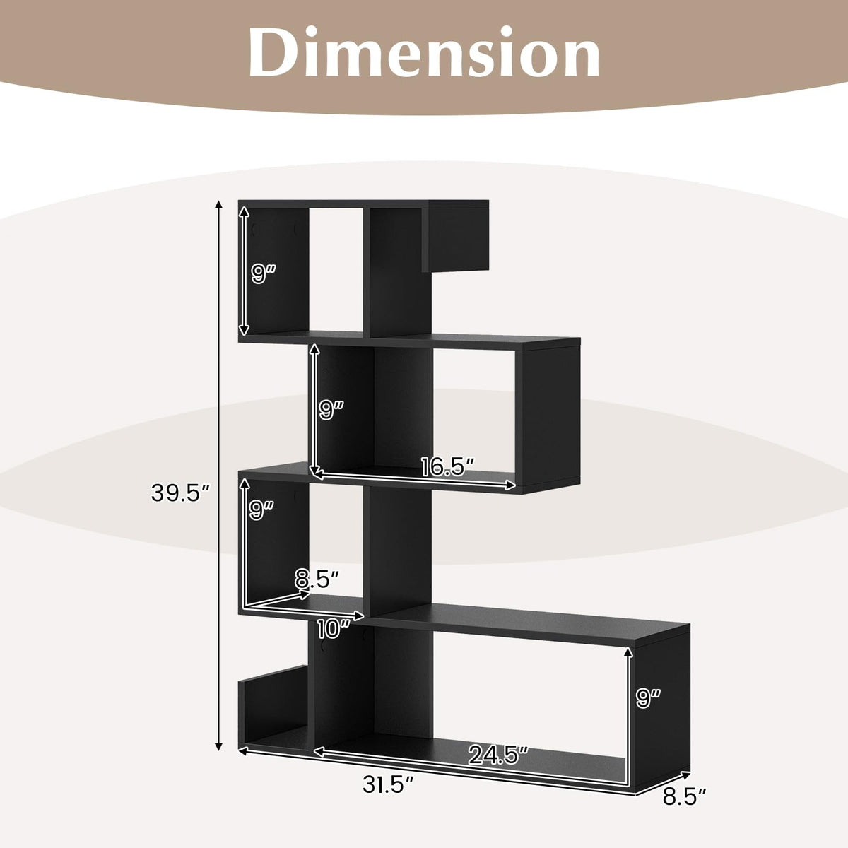 5-Tier Geometric Bookshelf D979