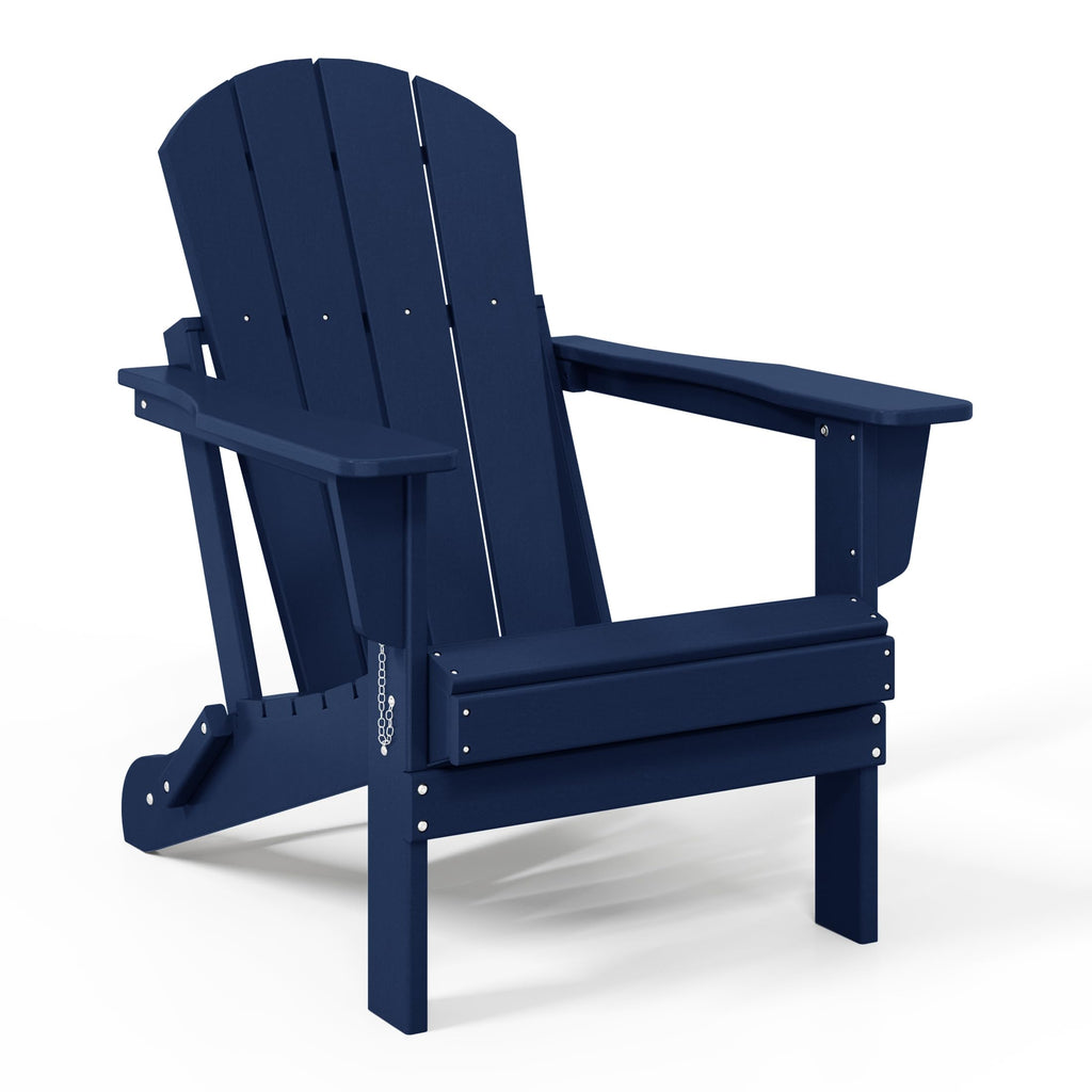 Navy Blue 3-Pieces Adirondack Chairs Set with Side Table O655