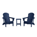 Navy Blue 3-Pieces Adirondack Chairs Set with Side Table O655