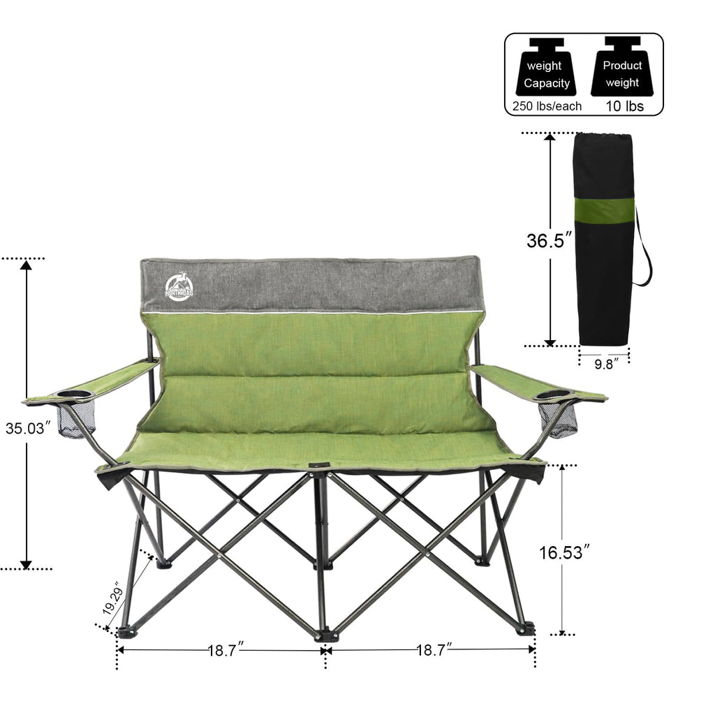 Green Folding Padded Camping Chair Set of 3 F674