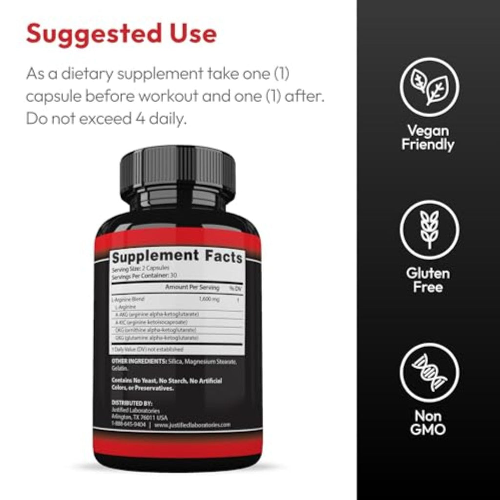 L-Arginine Men's Health Supplement 60 Capsules Pack of 3 A324