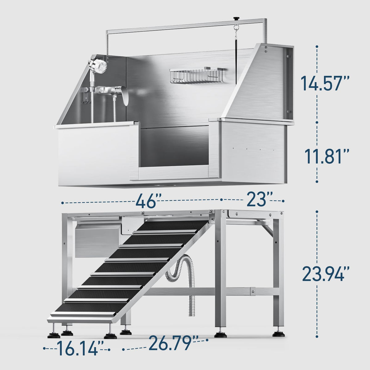 46" Stainless Steel Dog Washing Station with Storage Drawer G33564