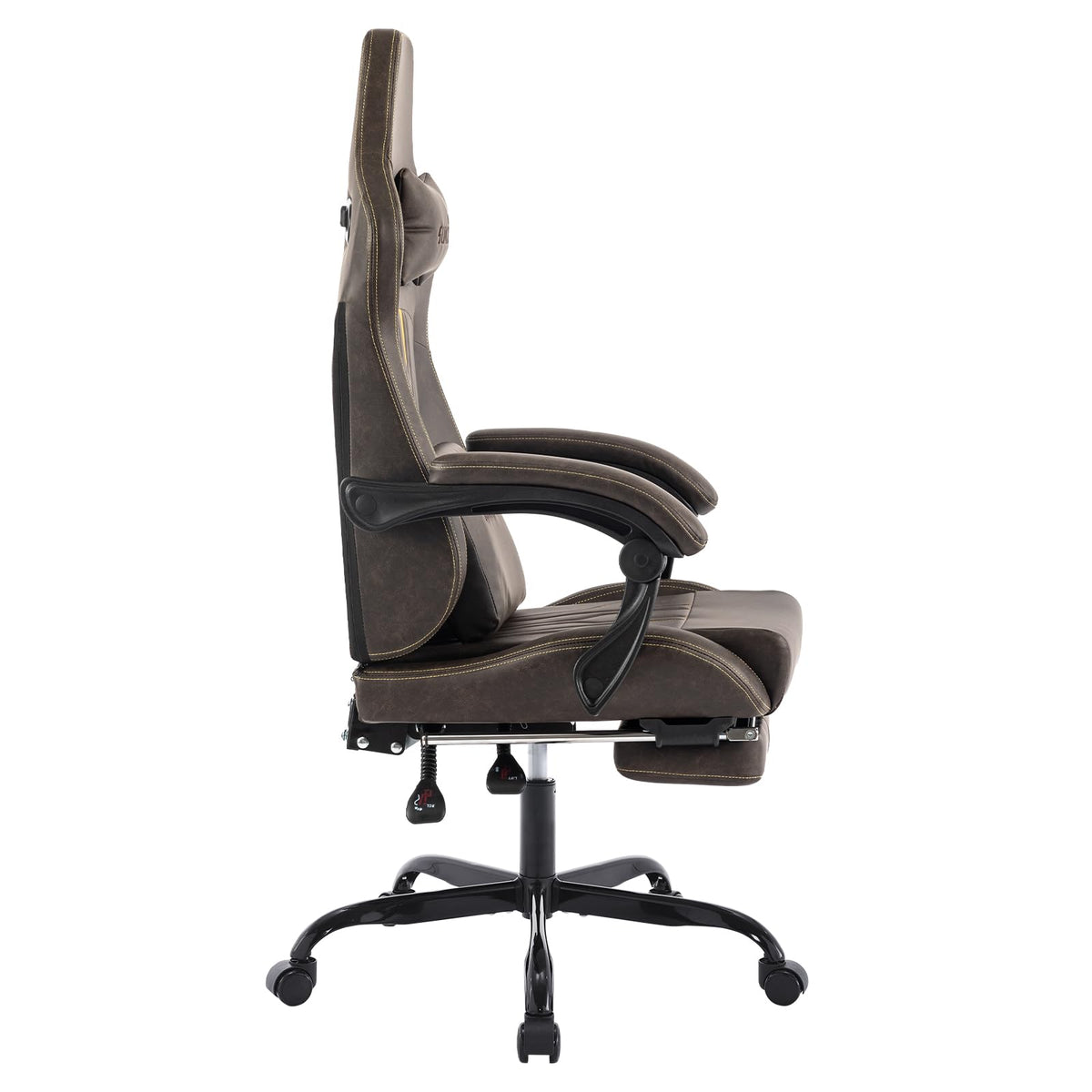Brown Ergonomic Gaming Chair with Footrest and Massage Lumbar Cushion Z527