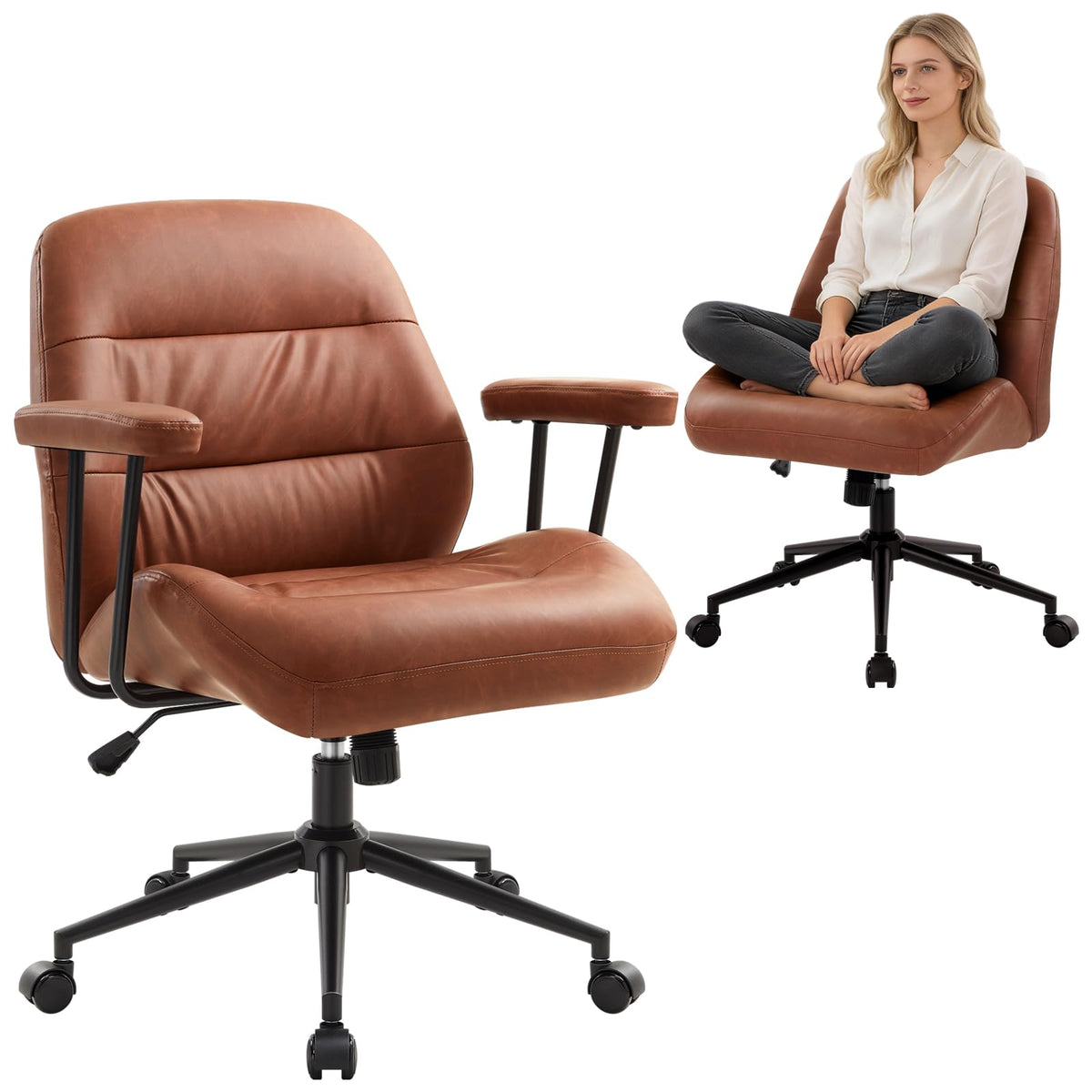 Leather Home Office Chair with Removable Armrests Z872