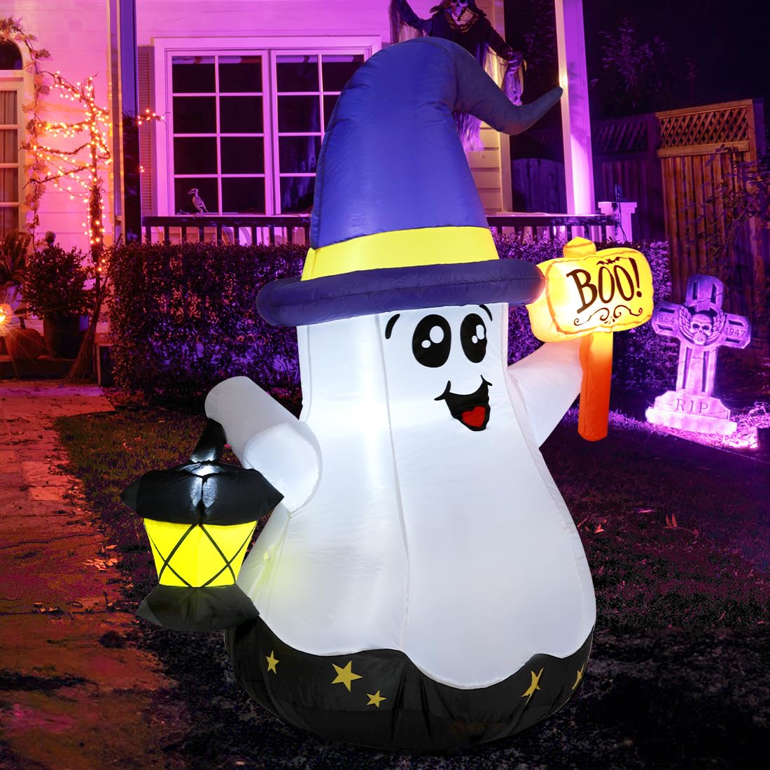 5 FT Halloween Inflatables Ghost with Built-in LEDs G268