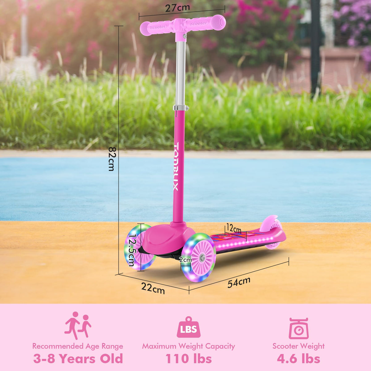 Kids 3-Wheel Scooter with Light-Up Deck and Wheels Z509