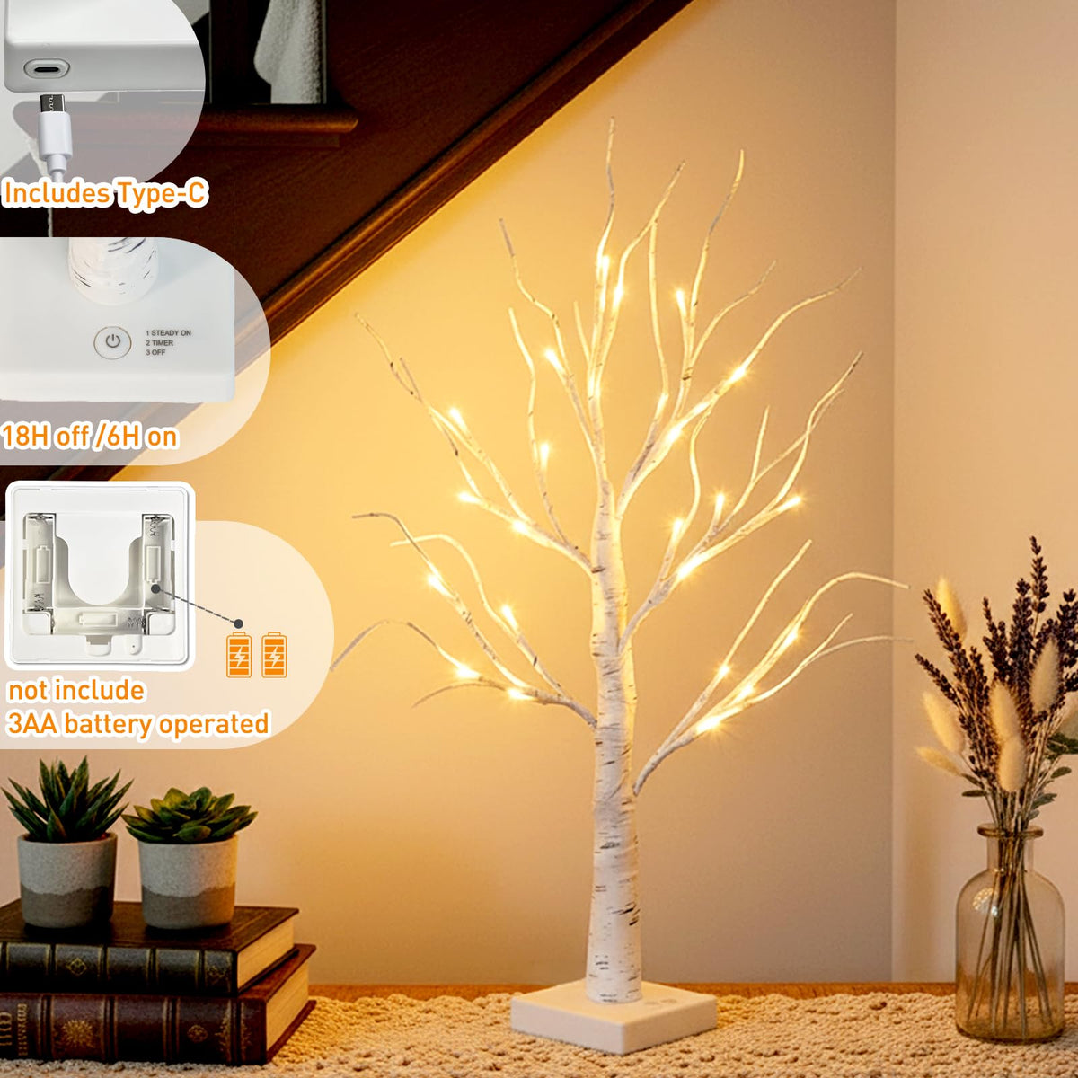 Lighted Birch Tree with Lights N16811
