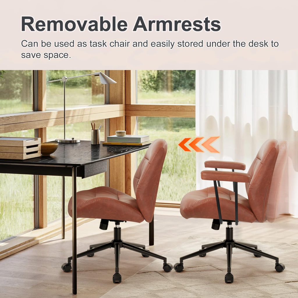 Leather Home Office Chair with Removable Armrests Z872
