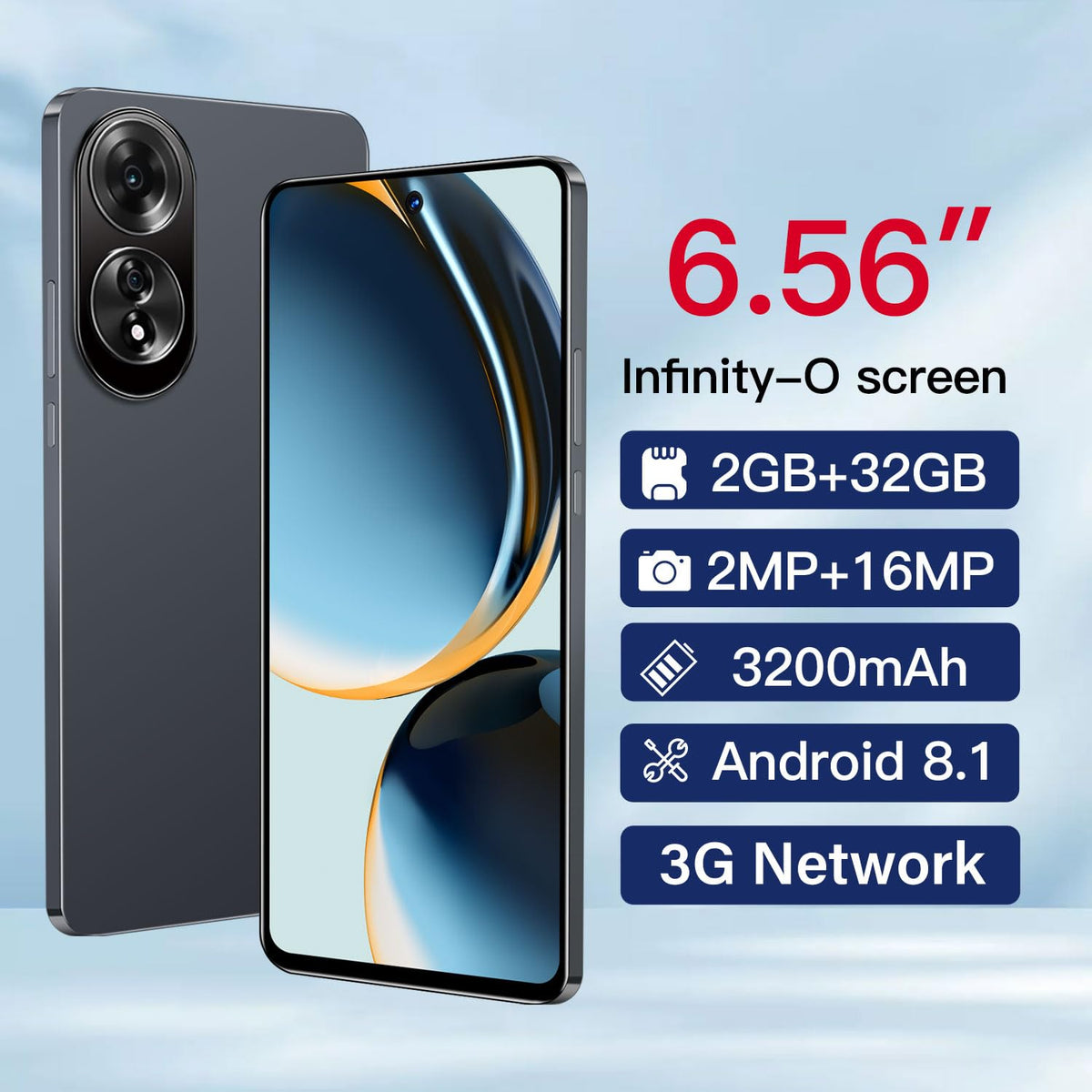 Unlocked Smartphone 6.56 inch HD Display 2GB RAM 32GB ROM Dual SIM Android Phone Z667