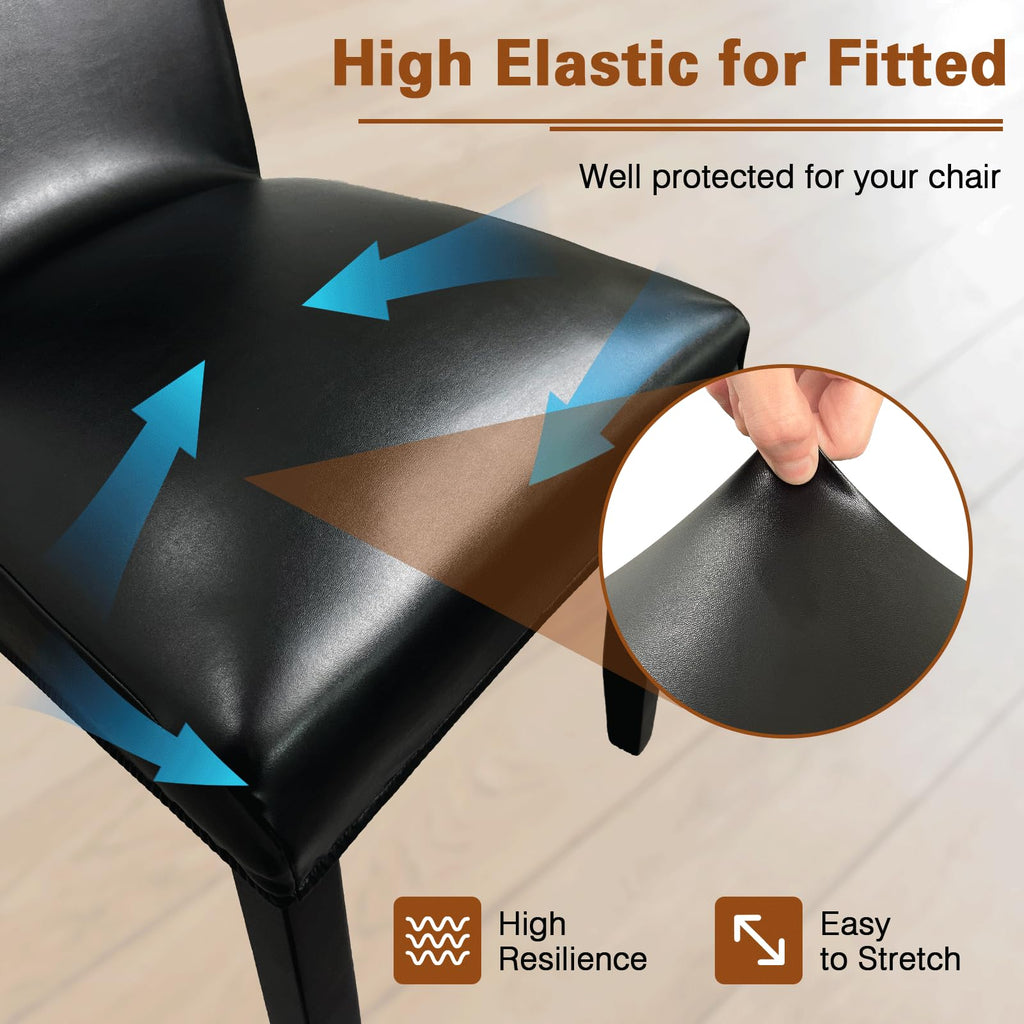 Black Set of 4 Waterproof Stretch Dining Chair Covers U130