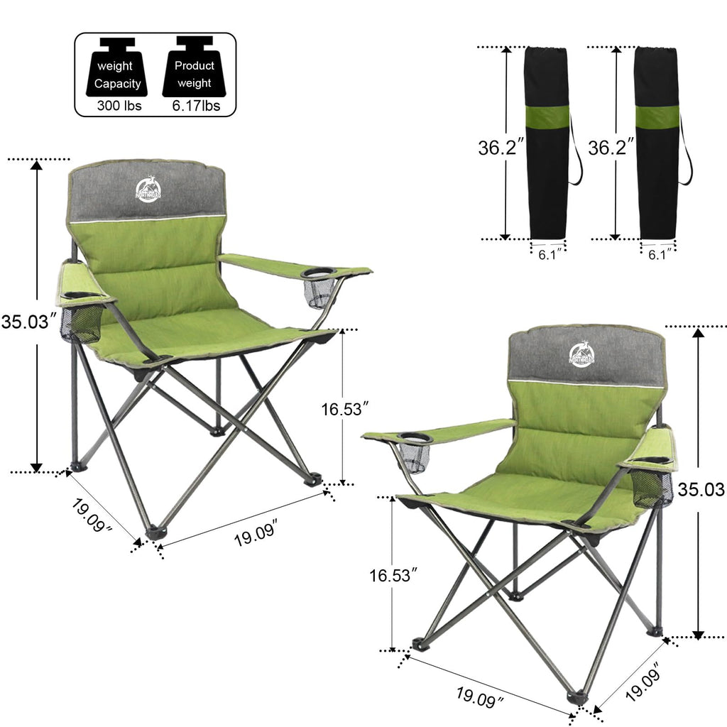 Green Folding Padded Camping Chair Set of 3 F674