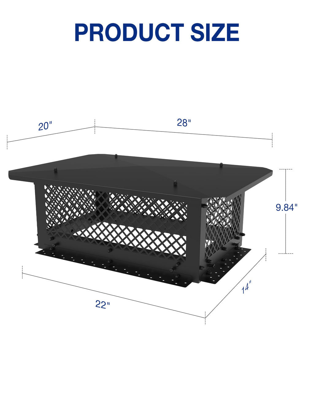 14" x 22" Rectangular Galvanized Steel Chimney Cap T710