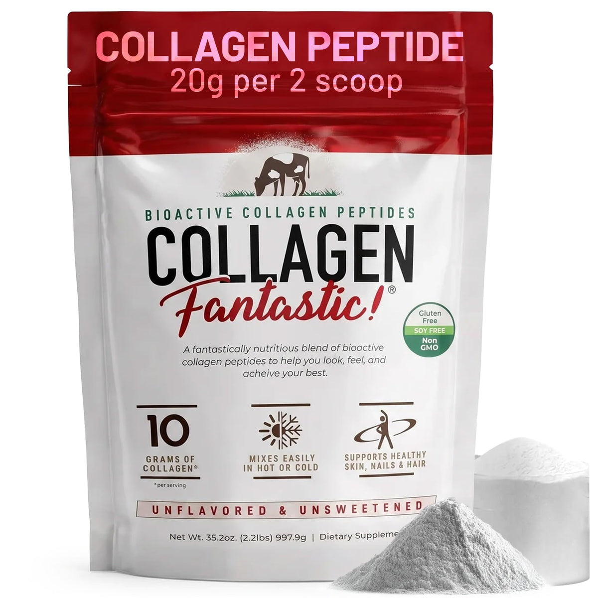 Collagen Peptides Powder Unflavored 2.2lb 90 Servings Q466