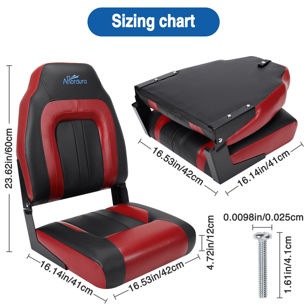 Black and Red 2 Packs Folding Boat Seat with 2 Storage Bags H612213