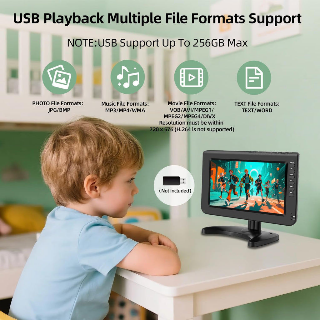 10.1inch Portable TV 720P Screen with Antenna and Digital ATSC Tuner K70730