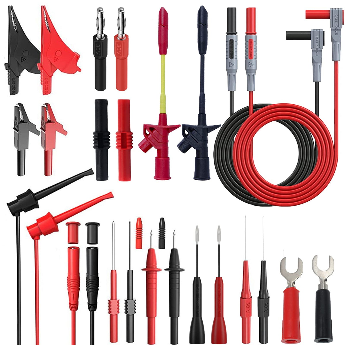 24 Pcs Multimeter Test Leads Set with Alligator Clips J548767