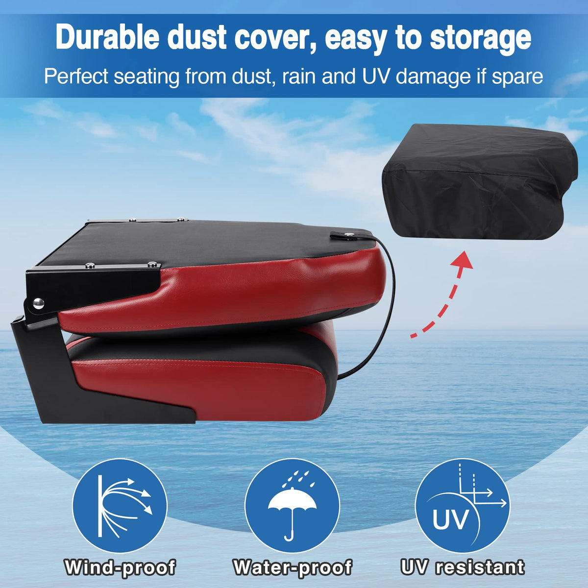 Black and Red 2 Packs Folding Boat Seat with 2 Storage Bags H612213