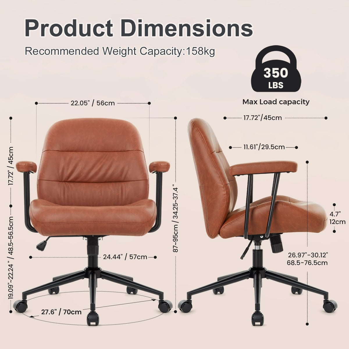 Leather Home Office Chair with Removable Armrests Z872