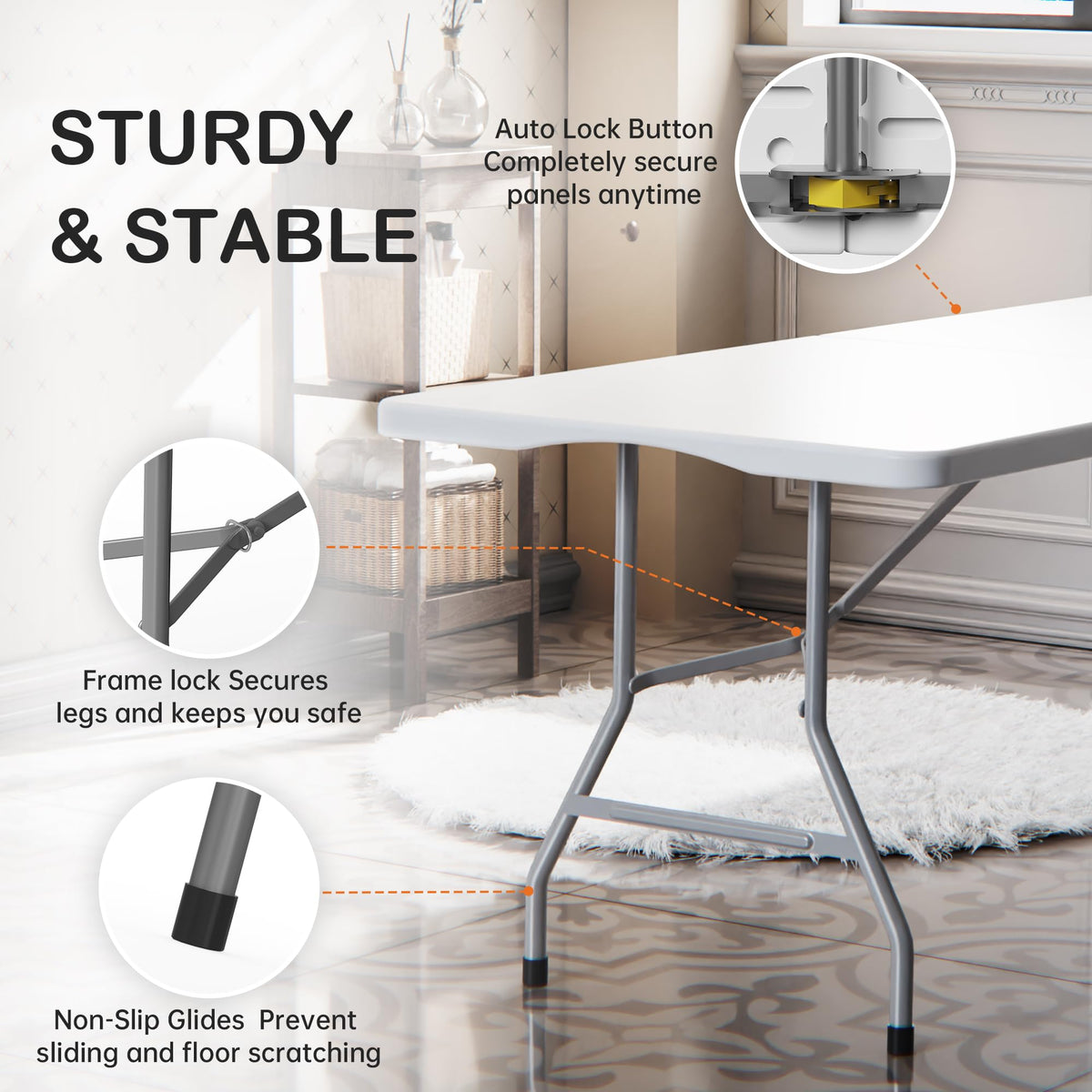 6 Foot Folding Plastic Table Heavy Duty HDPE P387