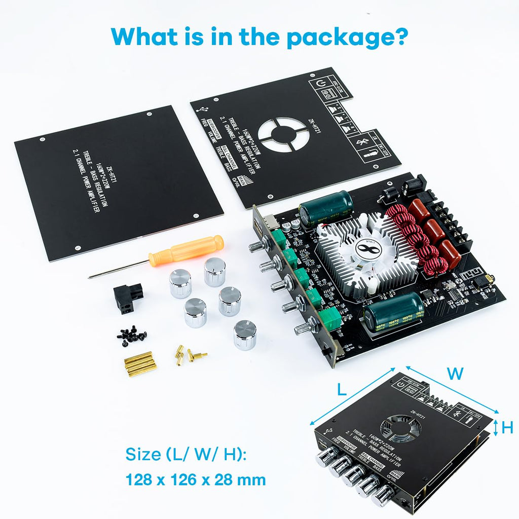 160W×2+220W 2.1 Channel Bluetooth Amplifier Board with Treble and Bass Control T972
