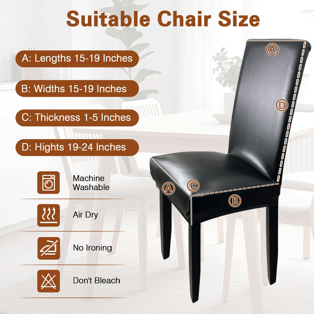 Black Set of 4 Waterproof Stretch Dining Chair Covers U130