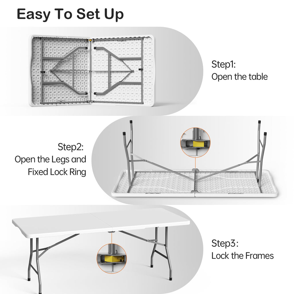 6 Foot Folding Plastic Table Heavy Duty HDPE P387