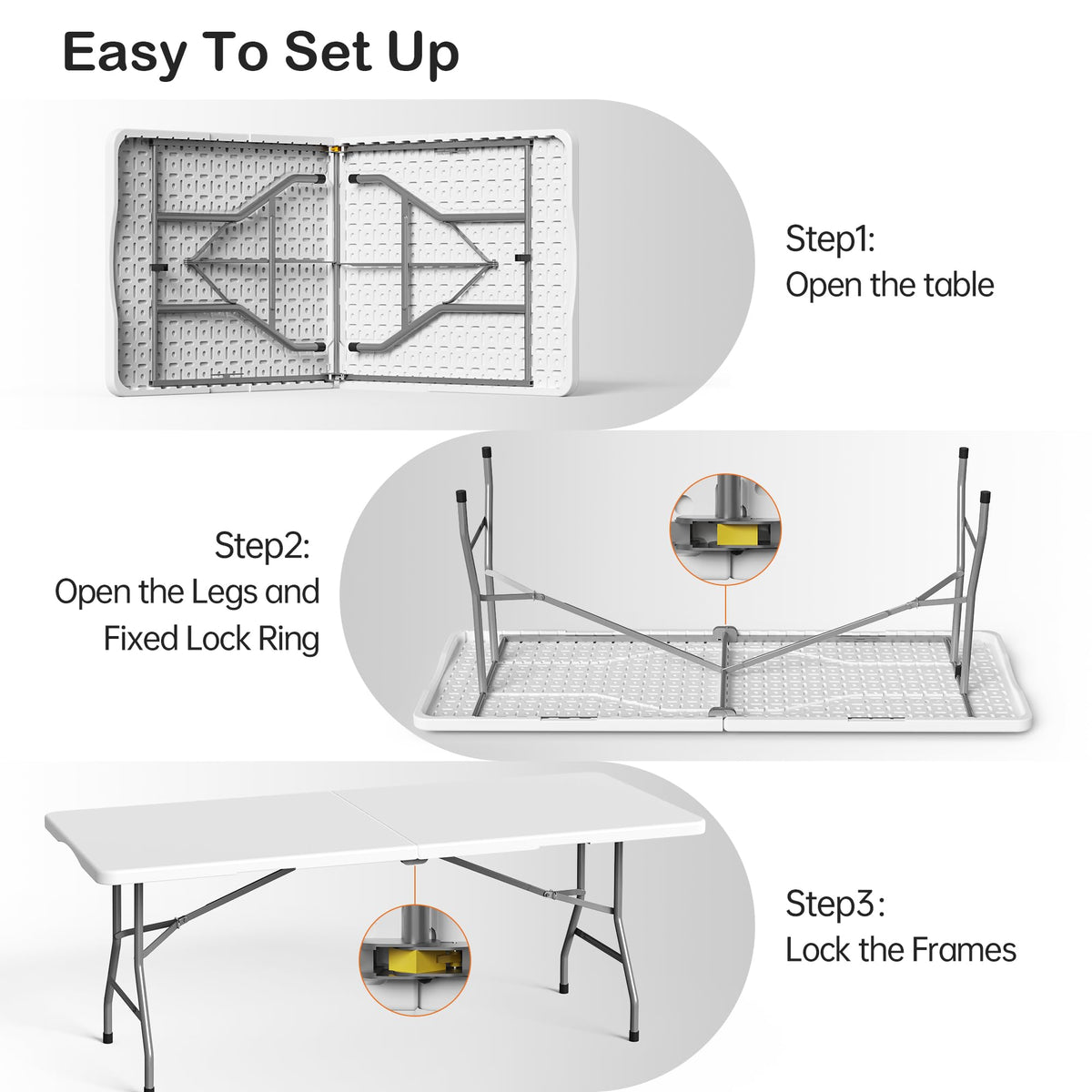 6 Foot Folding Plastic Table Heavy Duty HDPE P387