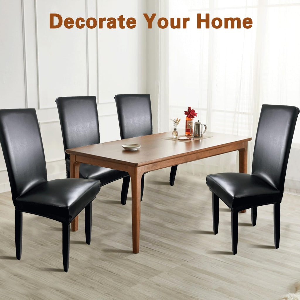 Black Set of 4 Waterproof Stretch Dining Chair Covers U130