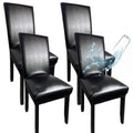 Black Set of 4 Waterproof Stretch Dining Chair Covers U130