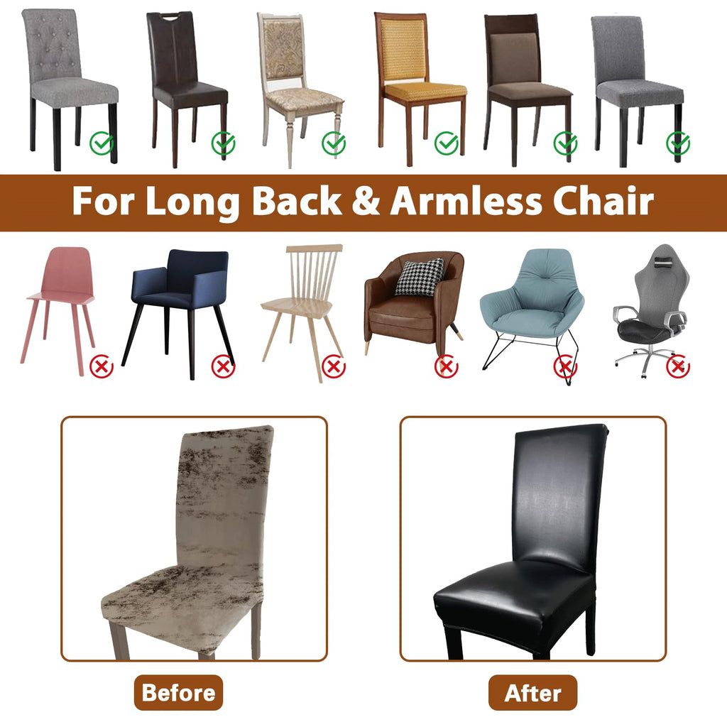 Black Set of 4 Waterproof Stretch Dining Chair Covers U130