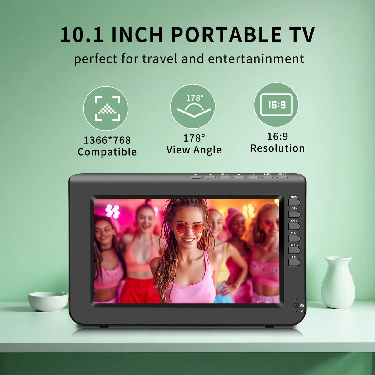 10.1inch Portable TV 720P Screen with Antenna and Digital ATSC Tuner K70730