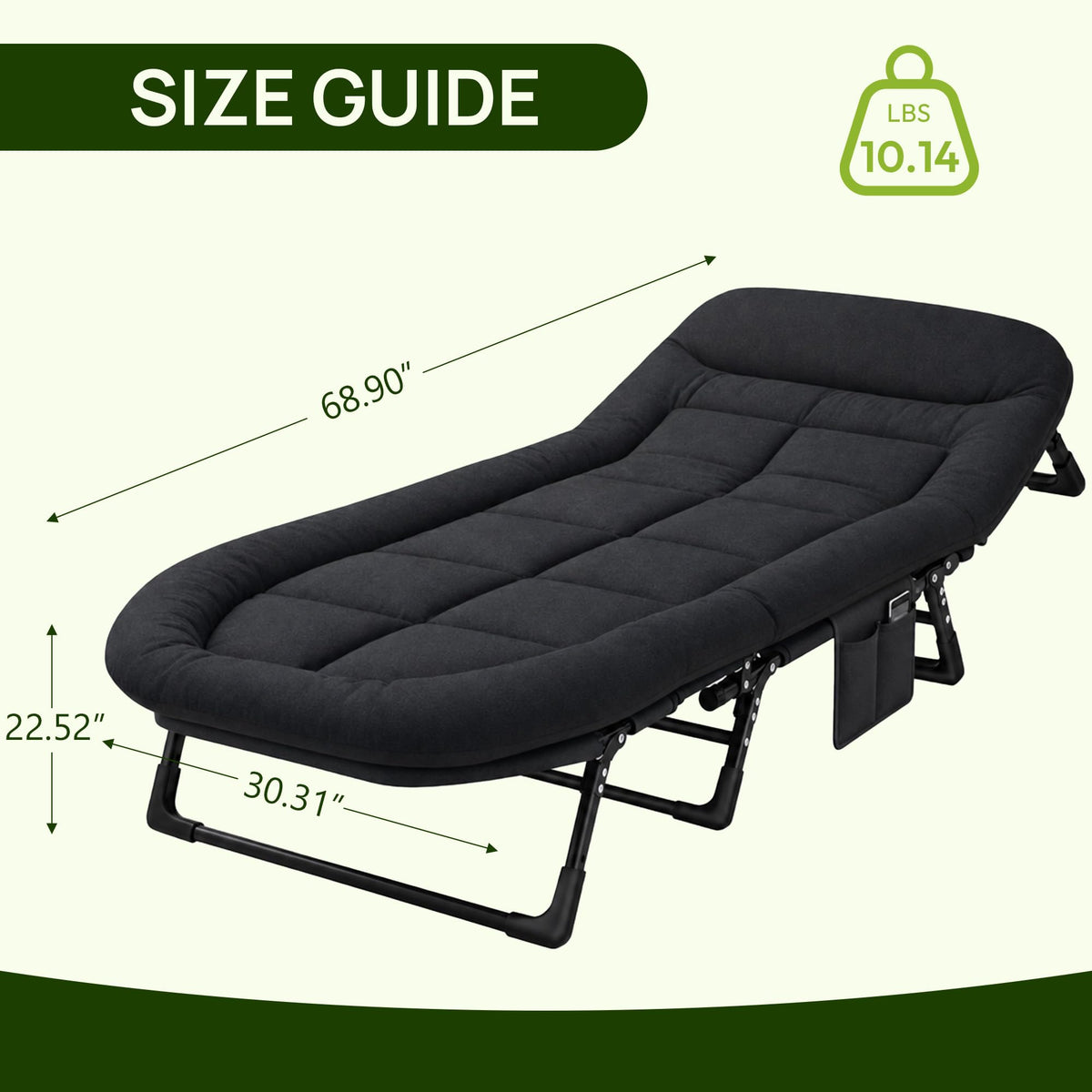 Black Camping Cot with Mattress L1229