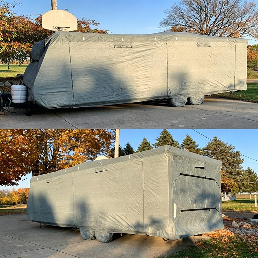 Waterproof 420D Travel Trailer Cover with Adjustable Straps A974