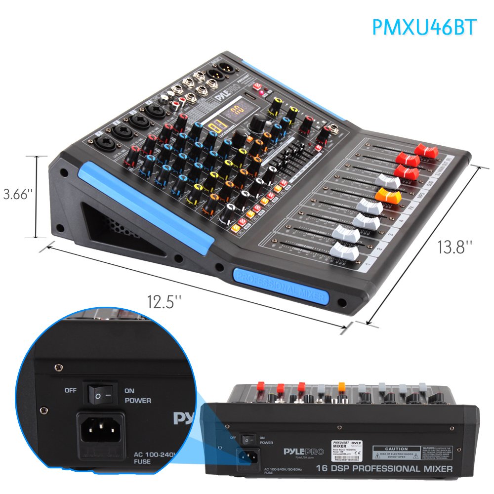 4-Channel Bluetooth Audio Mixer with USB and XLR X16958