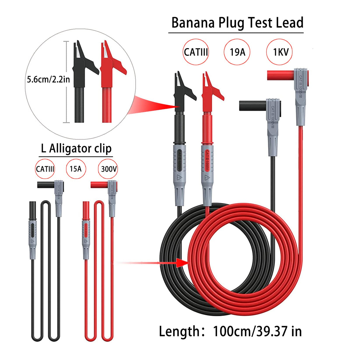 24 Pcs Multimeter Test Leads Set with Alligator Clips J548767