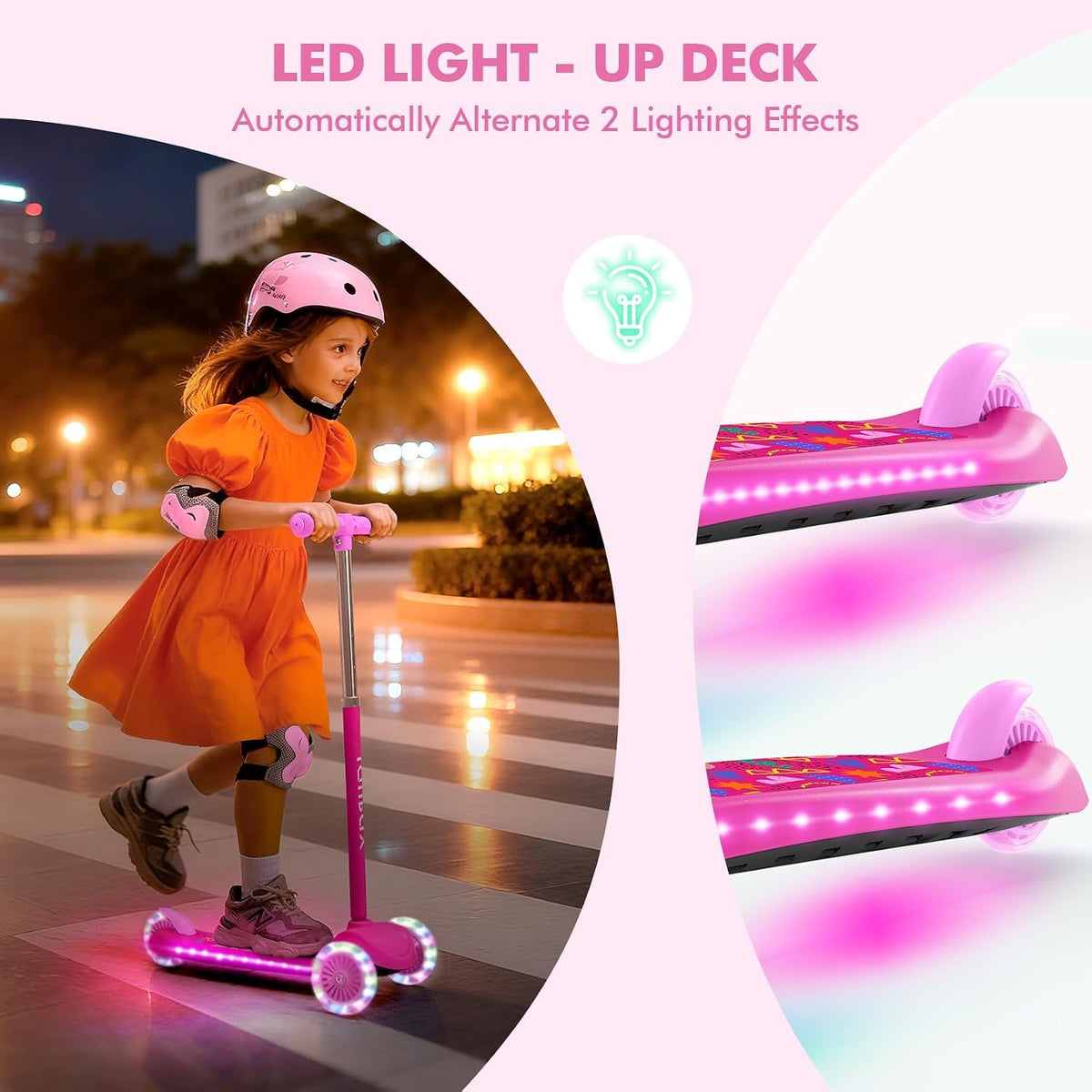 Kids 3-Wheel Scooter with Light-Up Deck and Wheels Z509