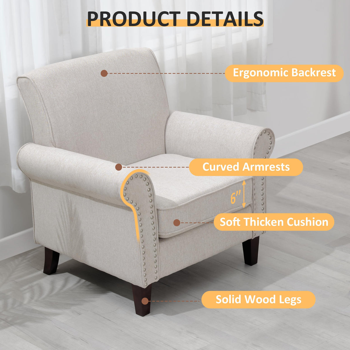 Beige Mid-Century Modern Accent Chairs Set of 2 X17377