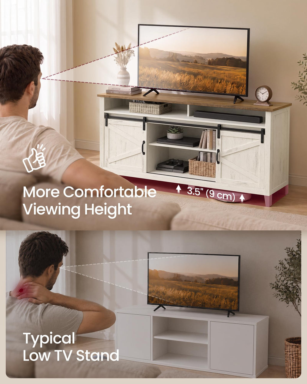 Tall Farmhouse TV Stand with Door C382