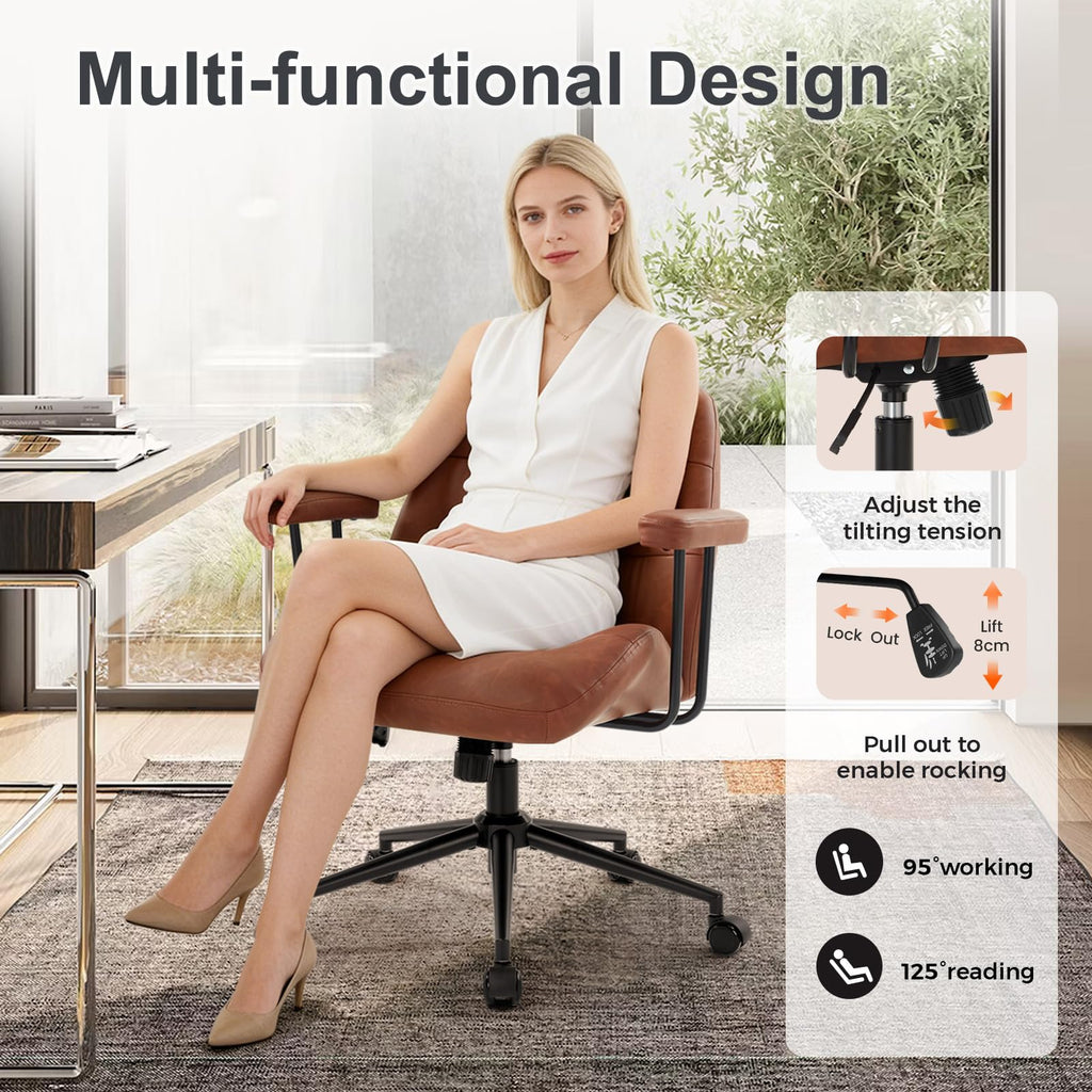 Leather Home Office Chair with Removable Armrests Z872