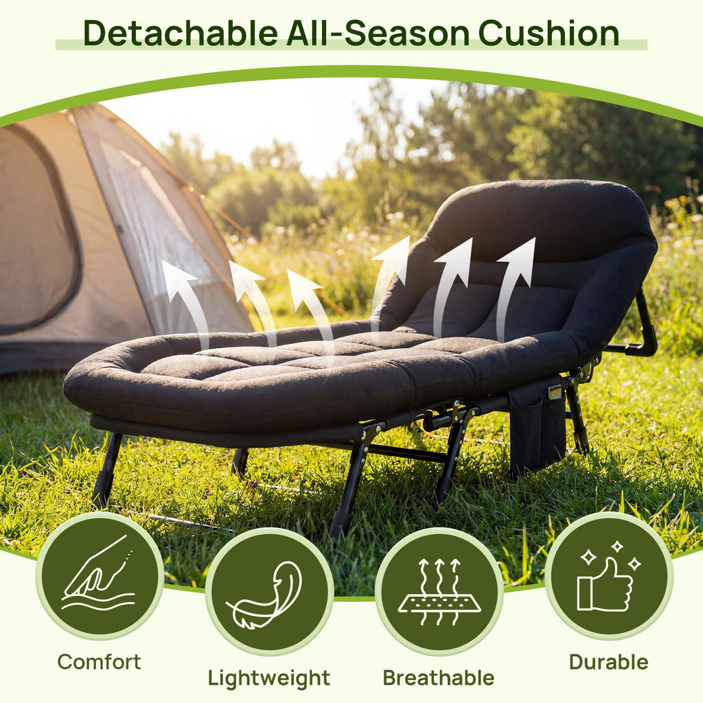 Black Camping Cot with Mattress L1229