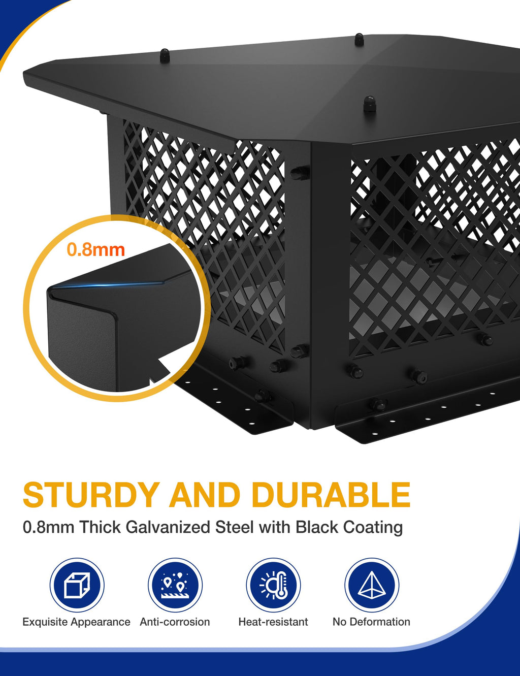 14" x 22" Rectangular Galvanized Steel Chimney Cap T710