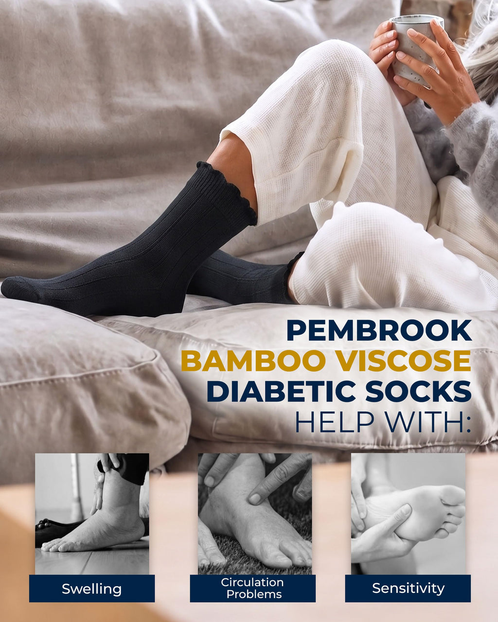Knit Bamboo Viscose Diabetic Socks 6 Pairs Z166311