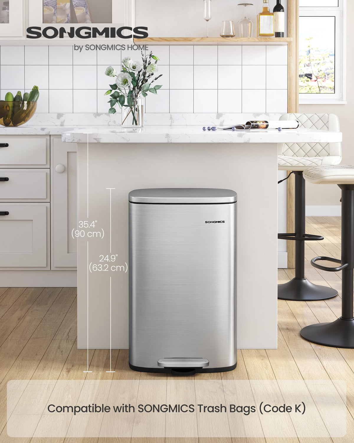 13 Gallon Stainless Steel Trash Can O40301