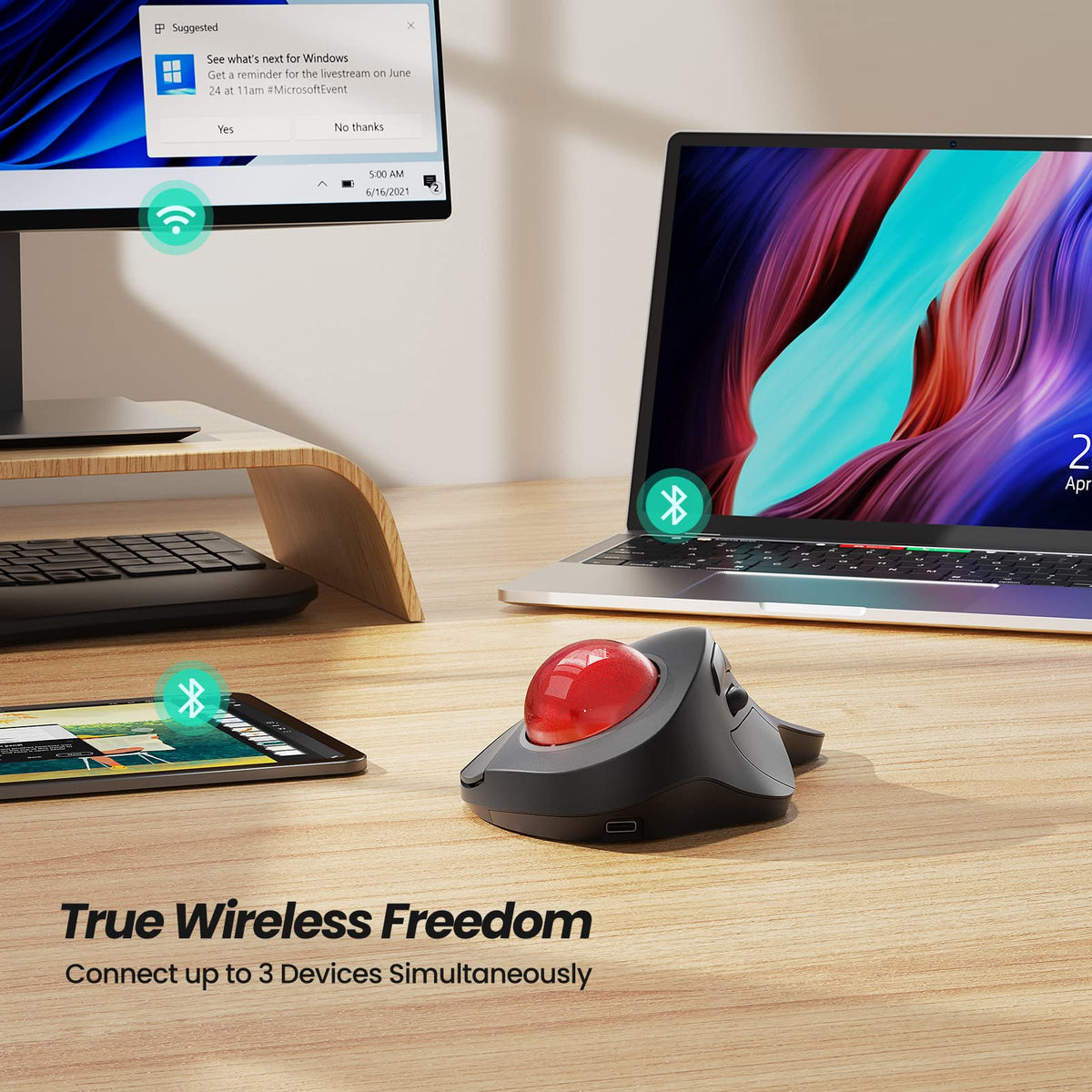 Wireless Trackball Mouse Ergonomic Z550