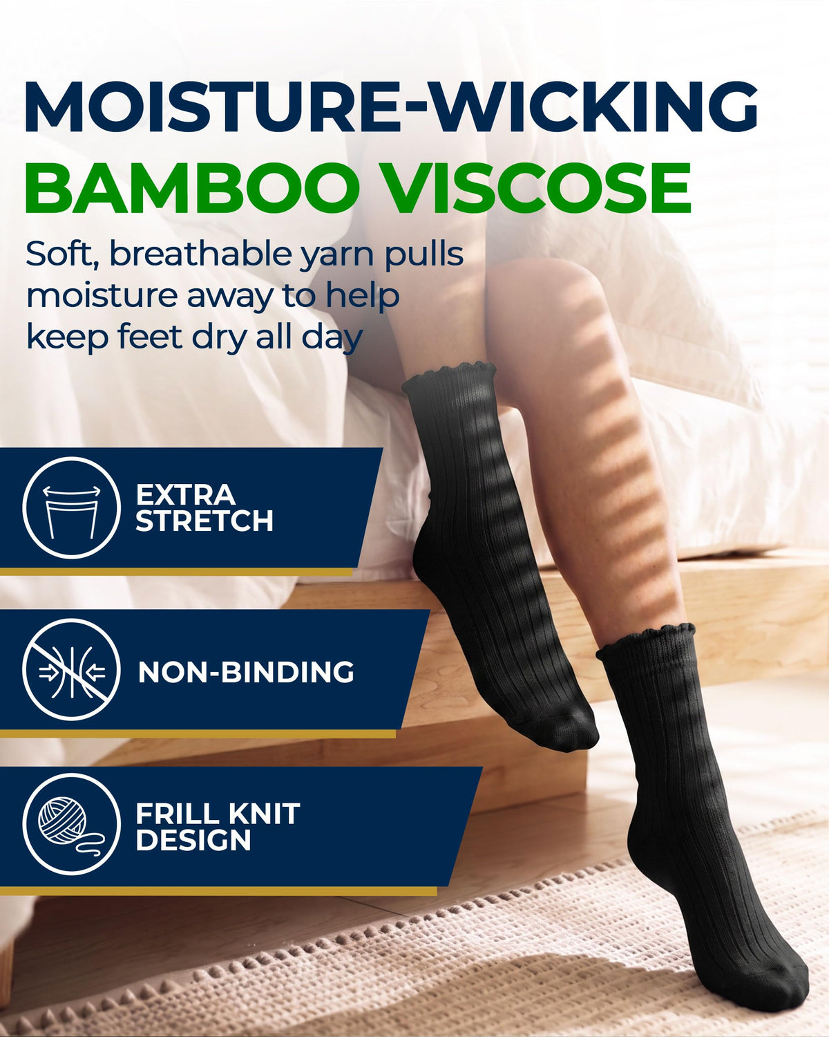 Knit Bamboo Viscose Diabetic Socks 6 Pairs Z166311