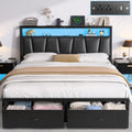 Queen Bed Frame with Storage Headboard and 2 Drawers Y867889