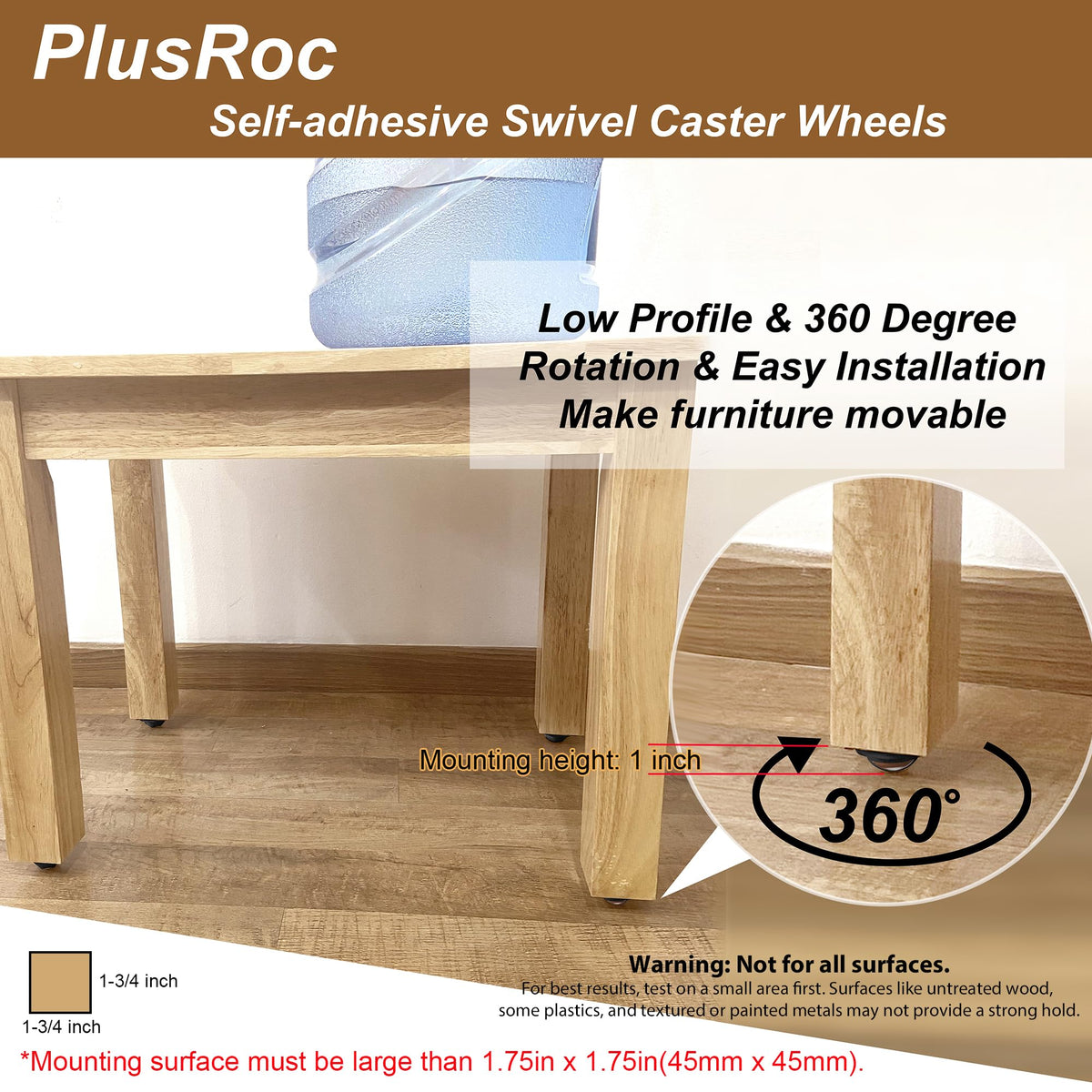 1 Inch Self Adhesive Caster Wheels, 8 Pack K955