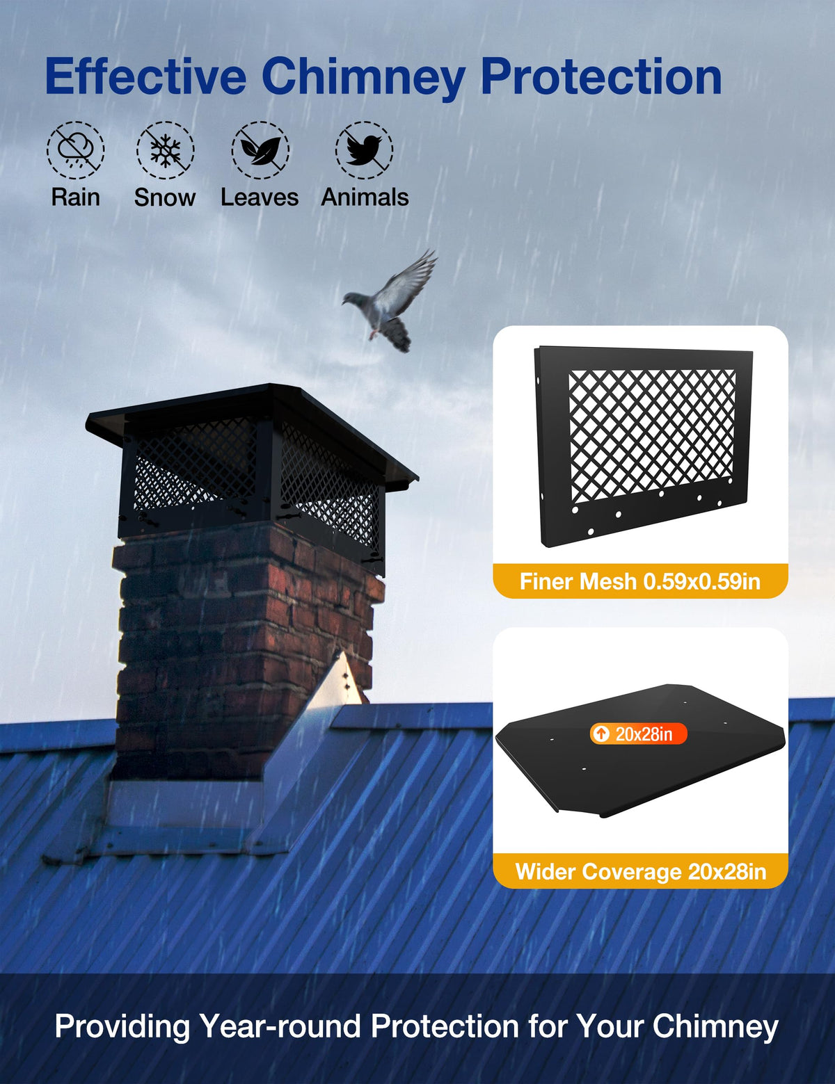 14" x 22" Rectangular Galvanized Steel Chimney Cap T710