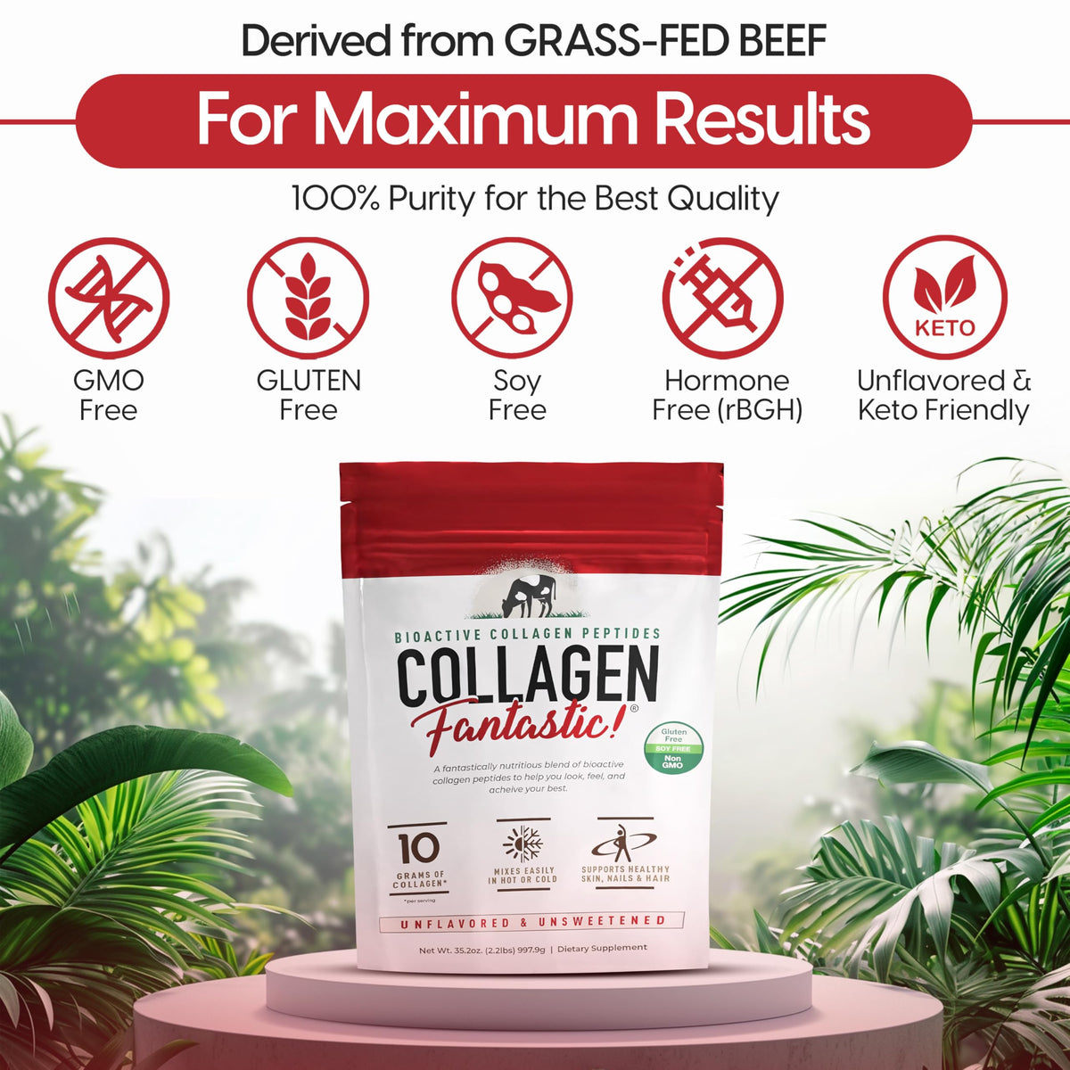Collagen Peptides Powder Unflavored 2.2lb 90 Servings Q466
