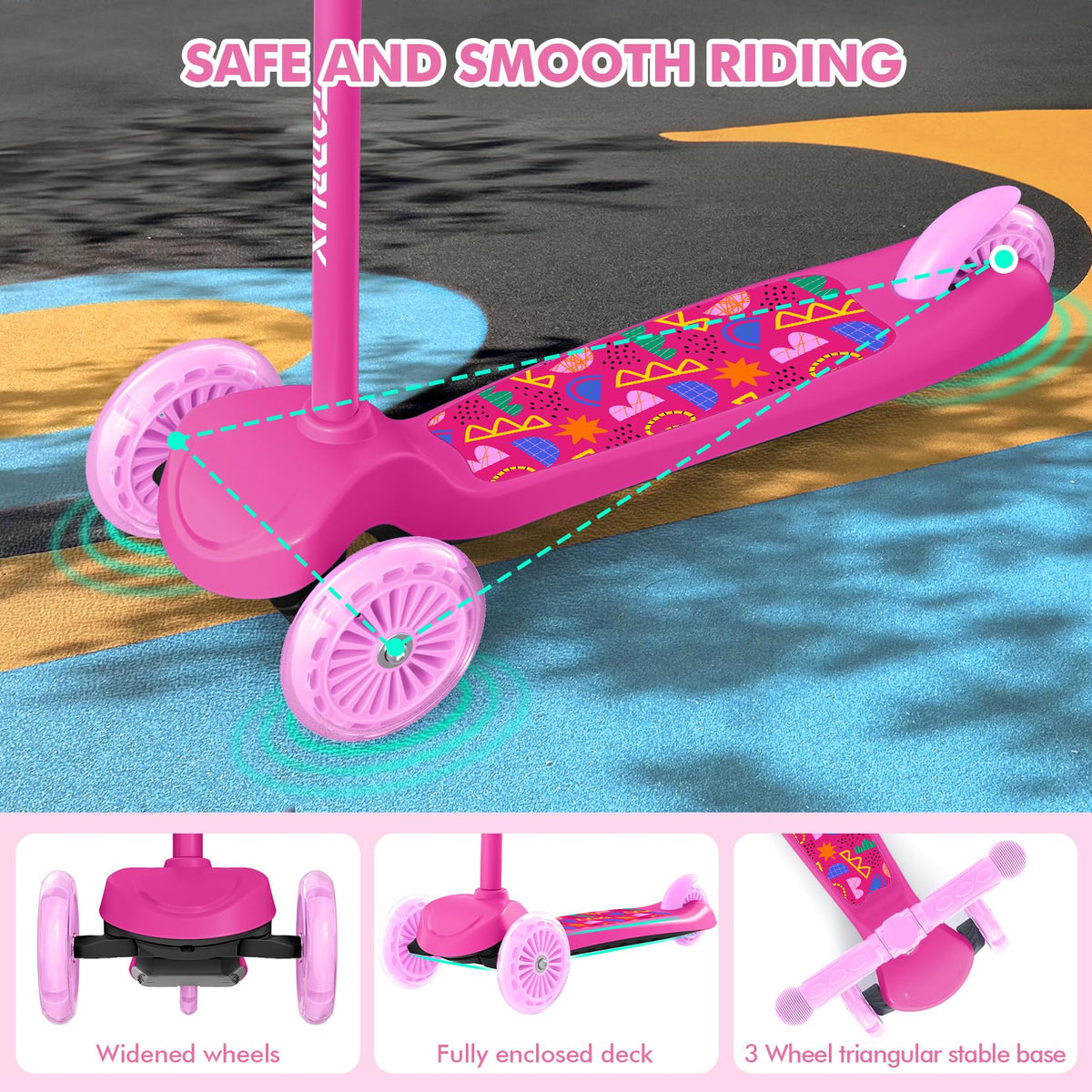 Kids 3-Wheel Scooter with Light-Up Deck and Wheels Z509